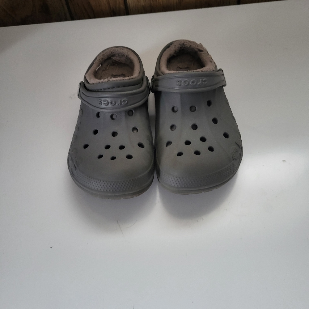 Crocs Baya Lined Kids Youth Size 13 C Gray Slip On Casual Clog Sandals